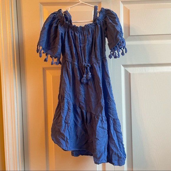 Blue cold shoulder flare girls dress Art Class xs 4/5 - Picture 1 of 5